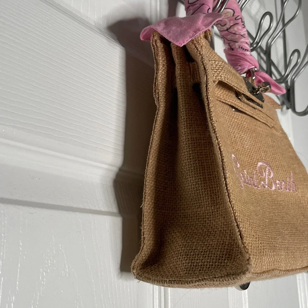 Luna Sarah by Mamour St Barth Burlap Handbag With Shoulder Strap Resortwear